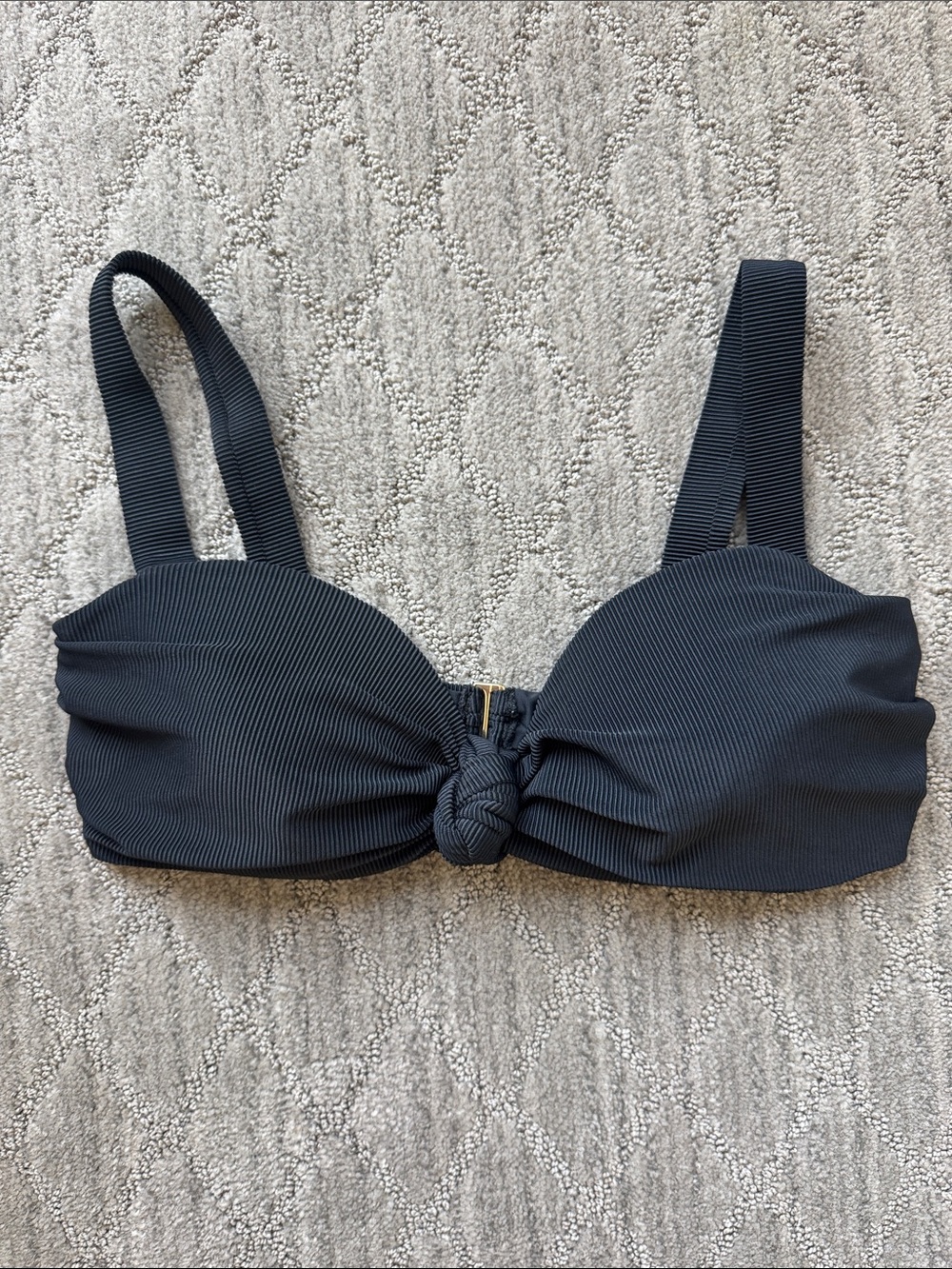Beach Riot Black Ribbed Knot Front Bikini Top with Straps
